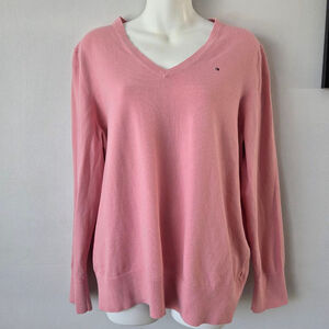 Tommy Hilfiger Vintage Size XXL Pink V-Neck Pullover Sweater Preppy Academia